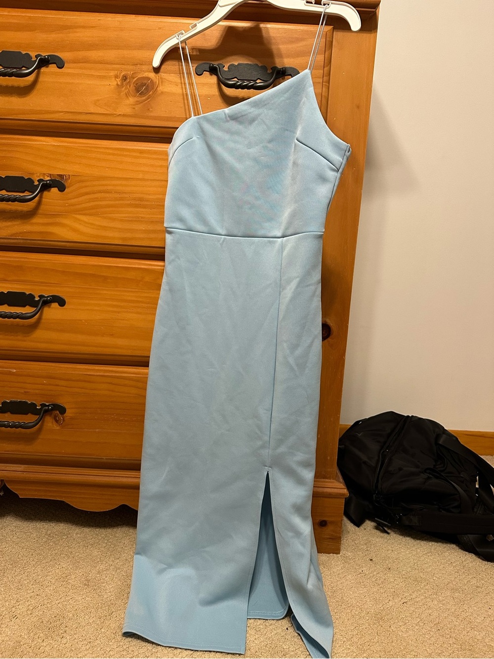 Light Blue One-Shoulder Evening Dress